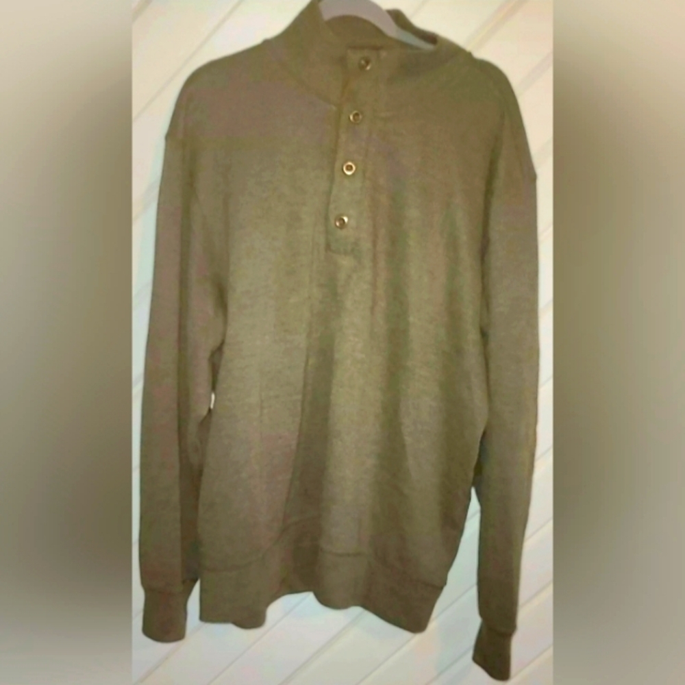 Clearwater Outfitter 1/4 Zip Button Sweater Long Sleeve Pullover Olive Green XL